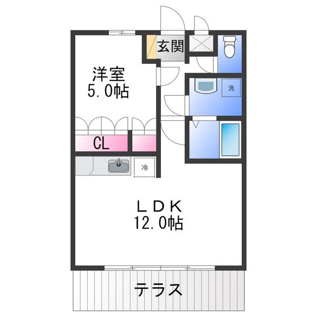 フォンテーヌ美原(1LDK/2階)の間取り写真