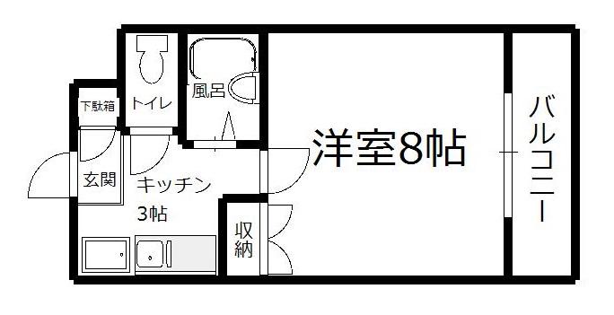 チェリーヒルズ南観音(1K/3階)の間取り写真