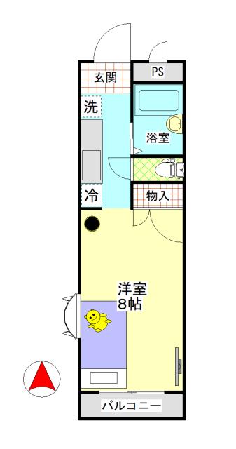 SKマンション(1K/2階)の間取り写真