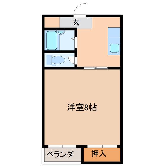 ユー立山(1DK/2階)の間取り写真