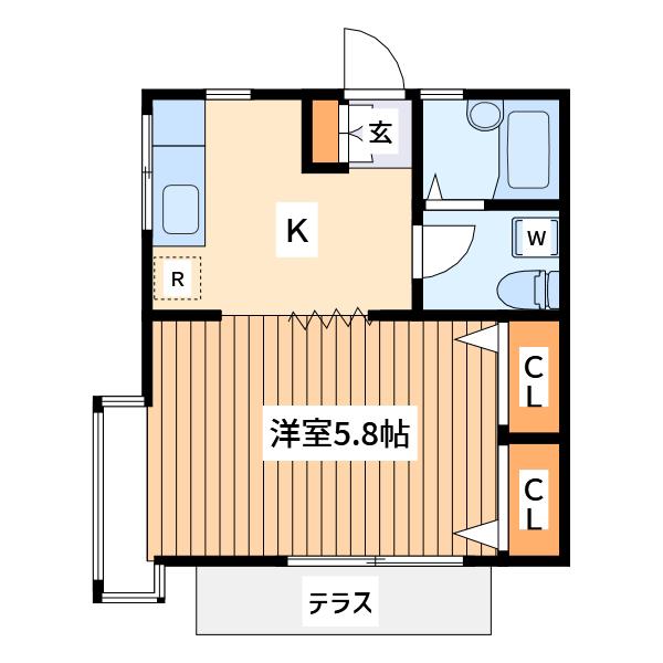 つぐみ庵(1K/1階)の間取り写真