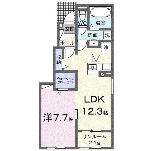 ル・グラン高松II(1LDK/1階)の間取り写真