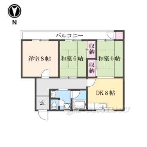 一言寺団地A2棟(3DK/4階)の間取り写真