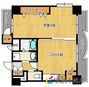 アクセス天神(1LDK/4階)の間取り写真