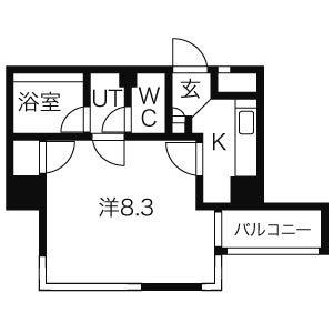 パックス今池(1K/2階)の間取り写真