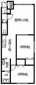 JR石北本線 南永山駅 徒歩23分 2階建 築33年(2LDK/1階)の間取り写真