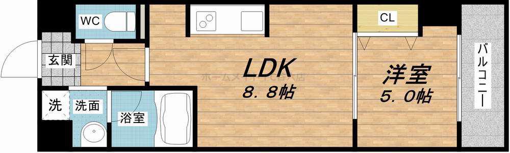 ブラービ南船場(1LDK/8階)の間取り写真
