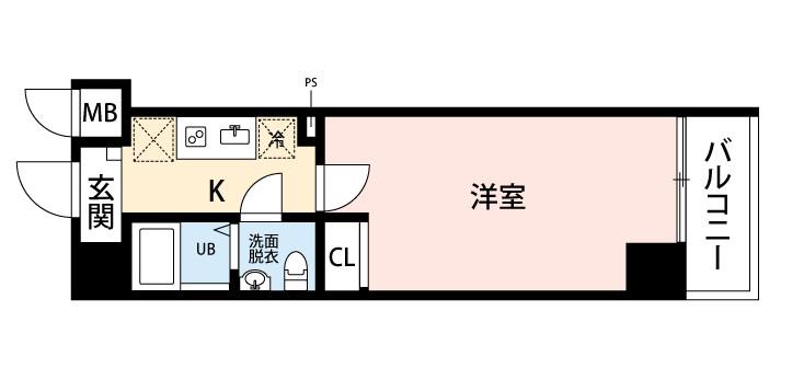 SKY MATSUDO(1K/6階)の間取り写真