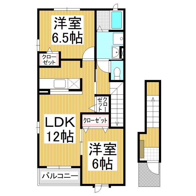フット・パレス C(2LDK/2階)の間取り写真