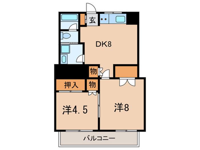雪谷メゾンネージュ(2DK/3階)の間取り写真