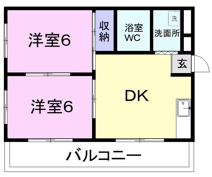 ロイヤルタウン浅間(2DK/2階)の間取り写真