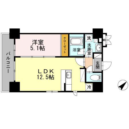 KYビル(1LDK/7階)の間取り写真