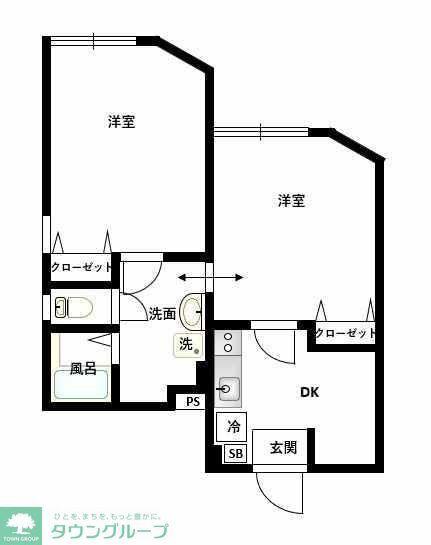 プラージュ鎌倉(2DK/1階)の間取り写真