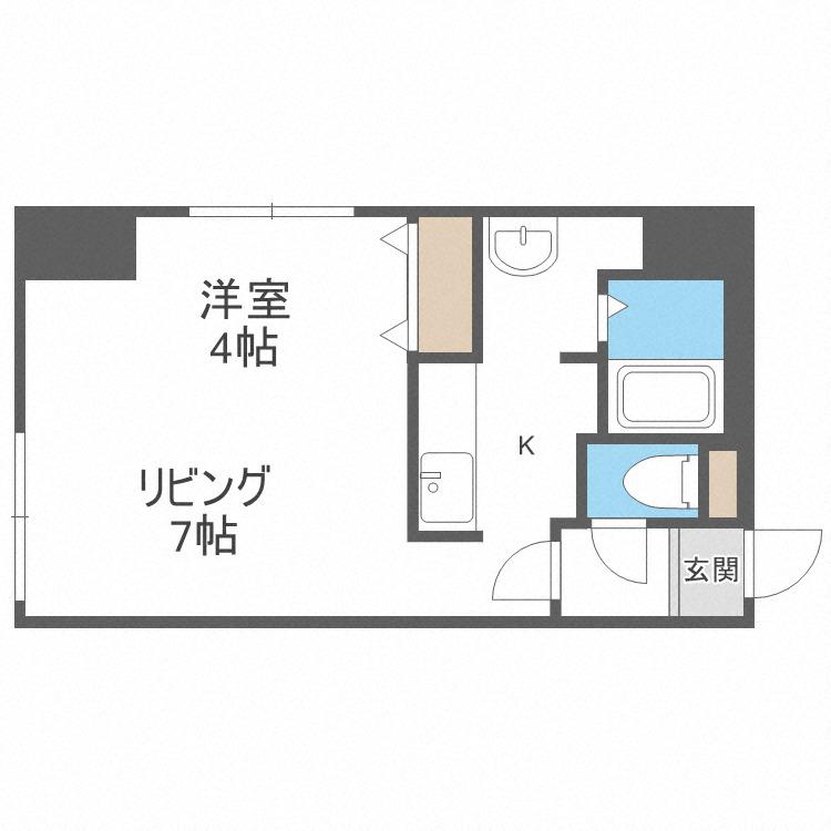ロべージ(1K/4階)の間取り写真