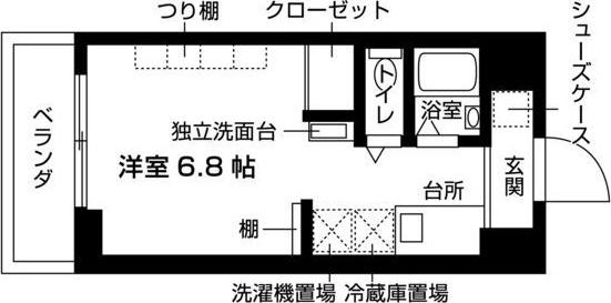 ジュネスコート桜山(ワンルーム/2階)の間取り写真