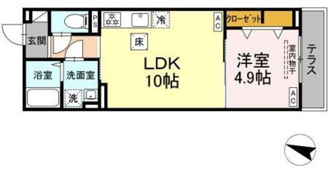 JR常磐線 金町駅 徒歩30分 3階建 新築(1LDK/1階)の間取り写真