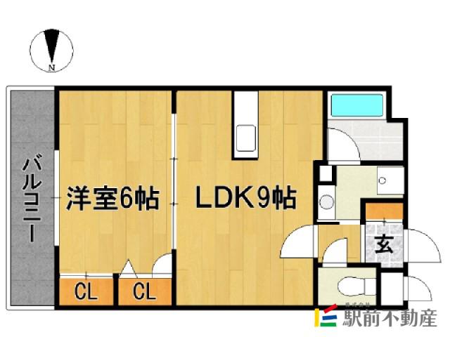 アミティエ美野島(1LDK/5階)の間取り写真