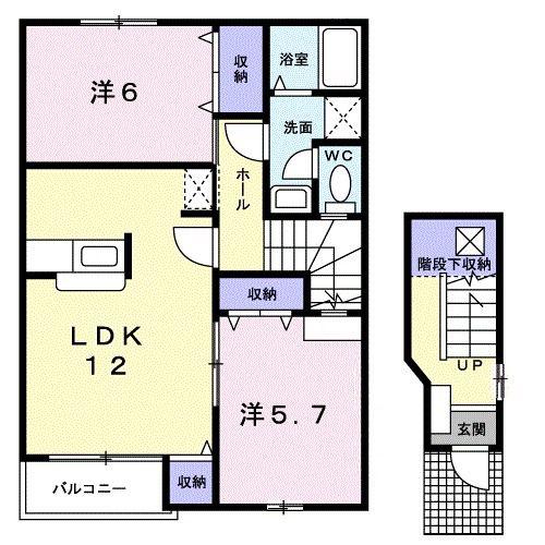 ルーラルスクェア(2LDK/2階)の間取り写真