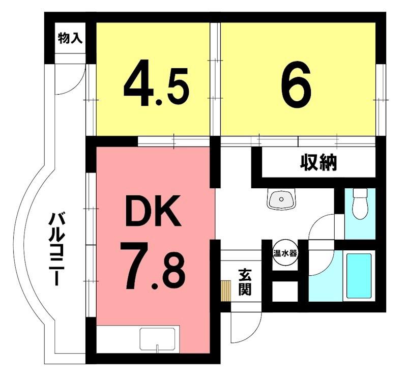 BETTER R 柏崎(2DK/4階)の間取り写真
