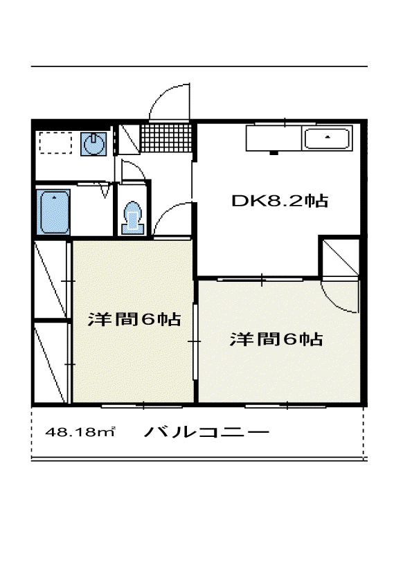 第2ファミネス上台(2DK/2階)の間取り写真