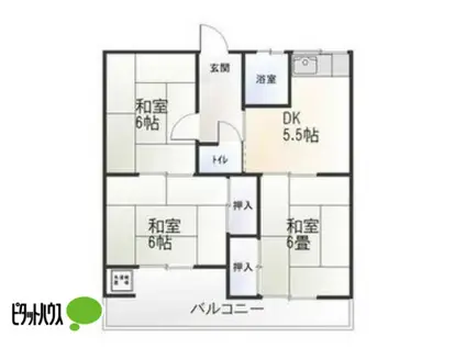天野アパート(3DK/3階)の間取り写真