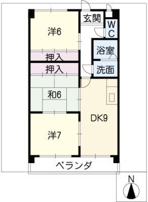 フォレスト勝川(3LDK/5階)の間取り写真