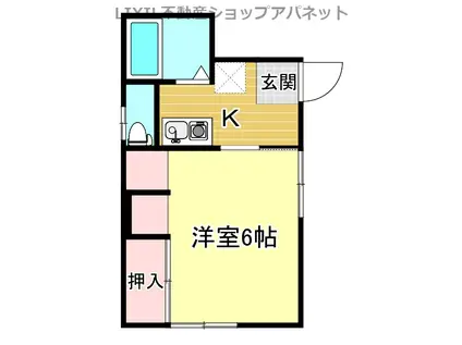 ソフィアII(1K/2階)の間取り写真