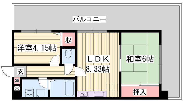 メゾンセルベイル(2DK/5階)の間取り写真