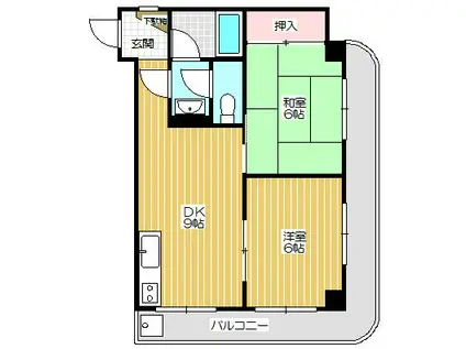 習志野台タウンマンション(2DK/3階)の間取り写真