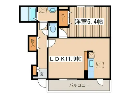 ハイキャッスルII(1LDK/1階)の間取り写真