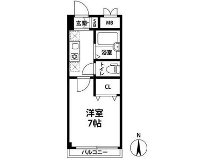 ベルサイト新松戸(1K/2階)の間取り写真