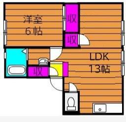 メゾンセンチュリーA棟(1LDK/2階)の間取り写真