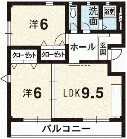 シャンゼリゼ壱番館(2LDK/2階)の間取り写真