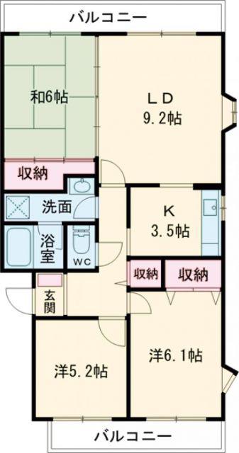 ルミエール緑岡C(3LDK/2階)の間取り写真