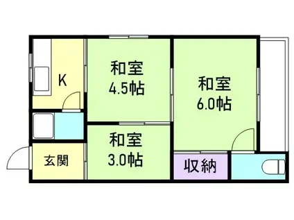湊マンション(3K/1階)の間取り写真