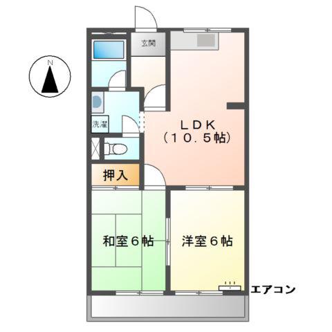 メゾンエクセルII(2LDK/3階)の間取り写真