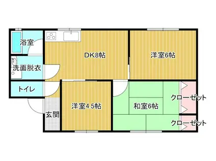 クレストコート(3DK/1階)の間取り写真