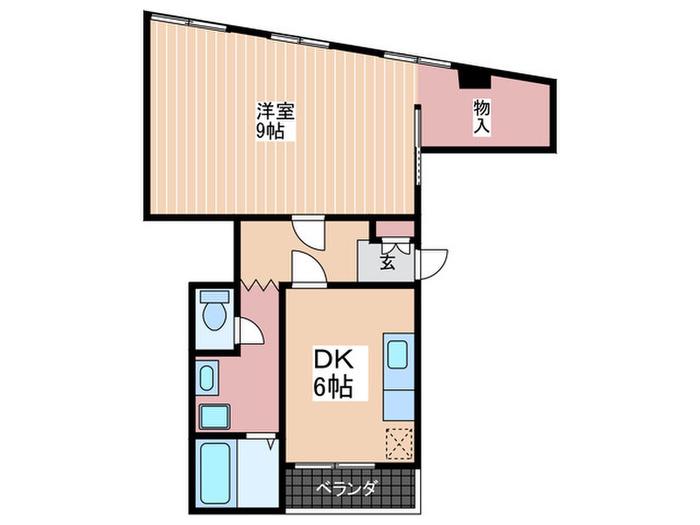 山崎ビル(1DK/2階)の間取り写真