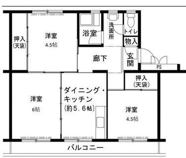 ビレッジハウス志染2号棟(3DK/2階)の間取り写真