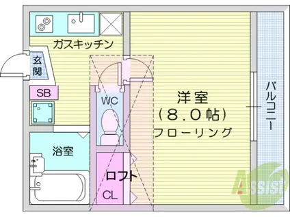 スペリオール小松島(1K/2階)の間取り写真