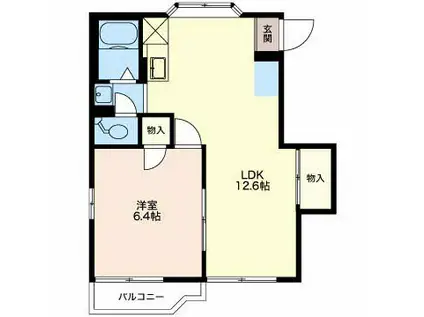 フォーブルやまと B セ(1LDK/1階)の間取り写真