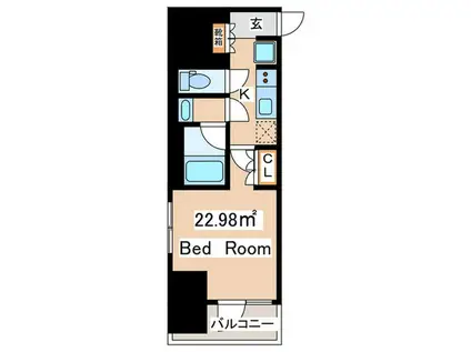 ブランシエスタ横浜高島町(1K/7階)の間取り写真