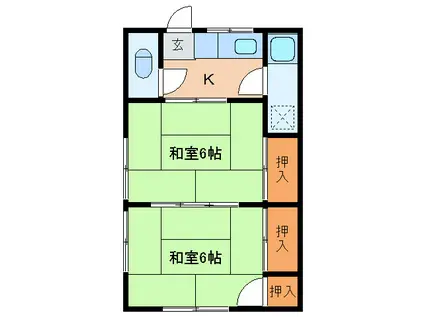 西本アパート(2K/2階)の間取り写真