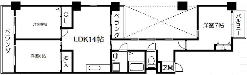 せんぼん有彩館(3LDK/8階)の間取り写真