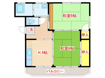 ファーストマンション(2K/1階)の間取り写真