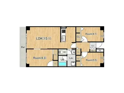 テラスレジデンス船橋夏見(3LDK/3階)の間取り写真