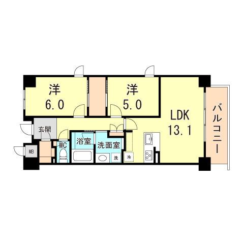 LIVECASA西宮(2LDK/7階)の間取り写真