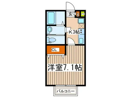 FRIENDLY玉川学園(1K/1階)の間取り写真