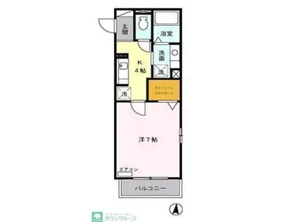 サンベルテ菅沼Ⅰ(1K/1階)の間取り写真