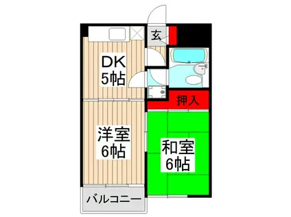 ラポールヤマミツ(2DK/1階)の間取り写真